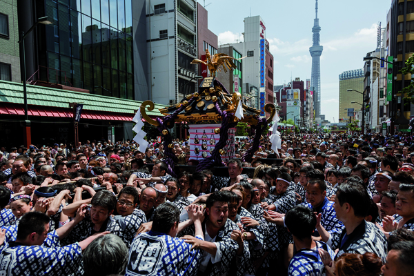 Il Sanja Matsuri, a Tokyo, uno dei più importanti festival shinto del Paese, si svolge in onore della dea Kannon. (Jérémie Souteyrat per Zoom Giappone)