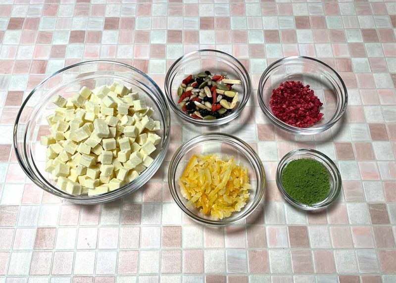 Ricette Mendiants al Matcham ingredienti